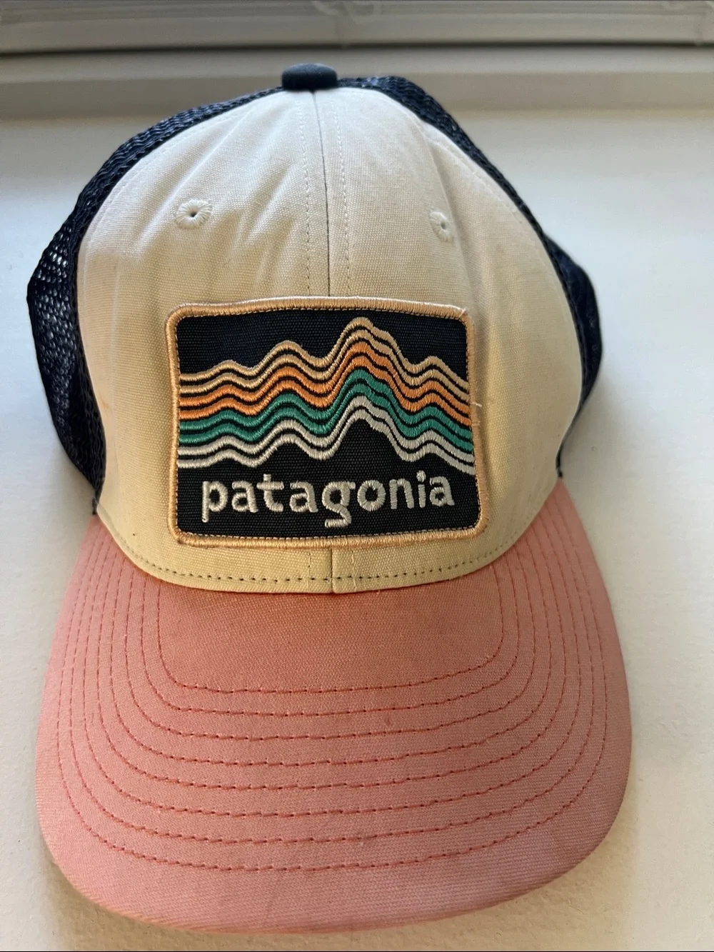 Patagonia Kids Trucker Hat in Cream, Pink and Navy